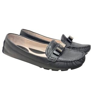 Vince Camuto Palmira Driving Loafers Womens 8 Black Leather  Bow Flats